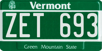 VT license plate ZET693