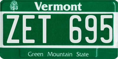 VT license plate ZET695