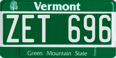 VT license plate ZET696