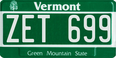 VT license plate ZET699