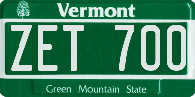 VT license plate ZET700