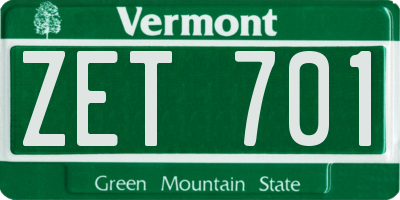 VT license plate ZET701