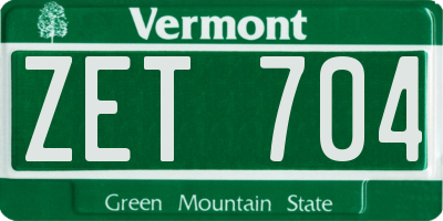 VT license plate ZET704