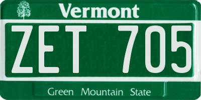 VT license plate ZET705