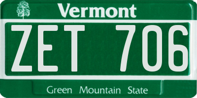 VT license plate ZET706
