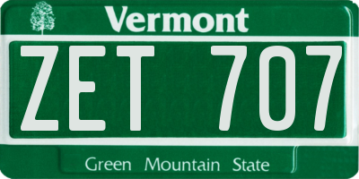 VT license plate ZET707