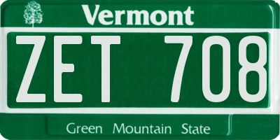 VT license plate ZET708