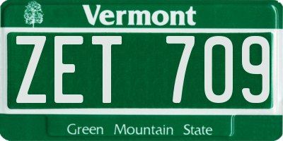VT license plate ZET709