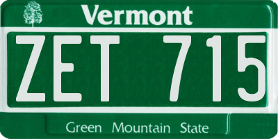 VT license plate ZET715
