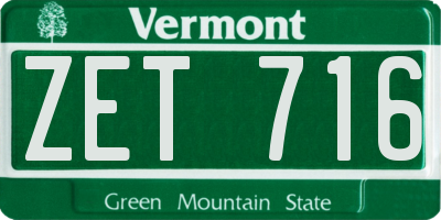 VT license plate ZET716