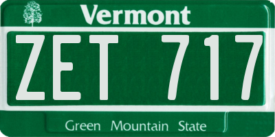 VT license plate ZET717