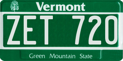 VT license plate ZET720