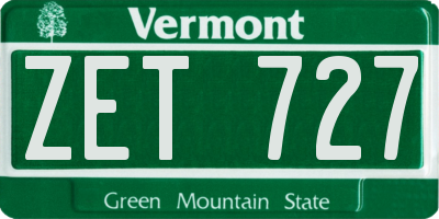 VT license plate ZET727