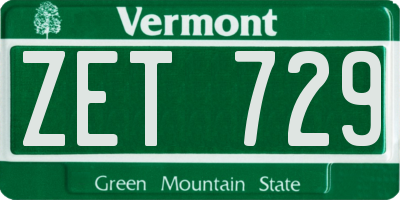 VT license plate ZET729