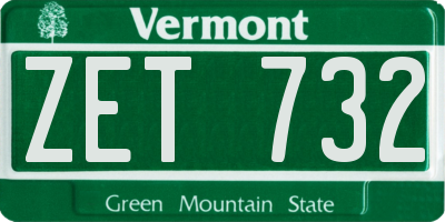 VT license plate ZET732
