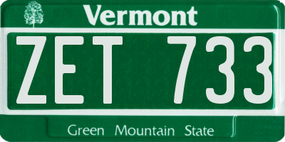 VT license plate ZET733