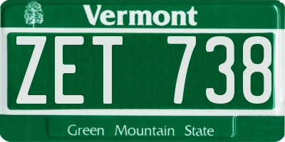 VT license plate ZET738