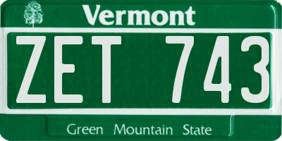 VT license plate ZET743