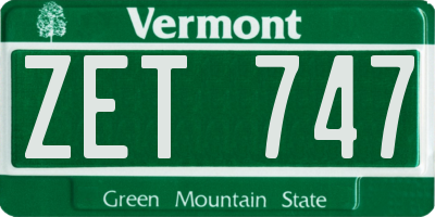VT license plate ZET747
