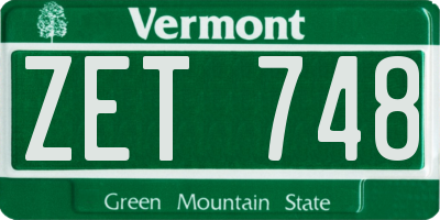 VT license plate ZET748
