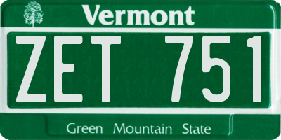 VT license plate ZET751