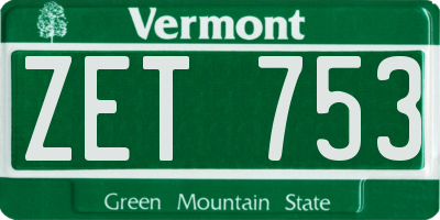 VT license plate ZET753
