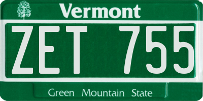 VT license plate ZET755