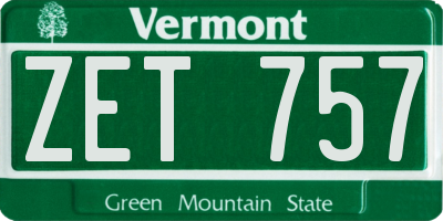 VT license plate ZET757