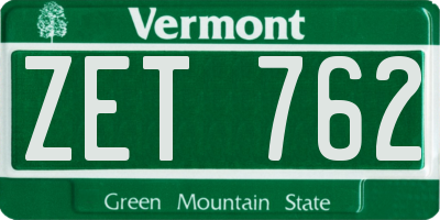 VT license plate ZET762