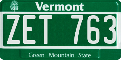 VT license plate ZET763