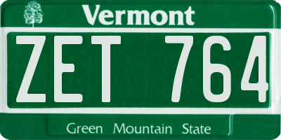 VT license plate ZET764