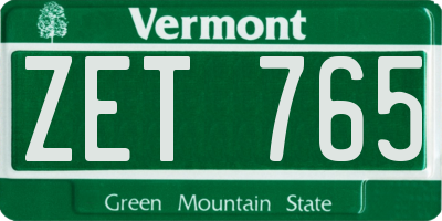 VT license plate ZET765
