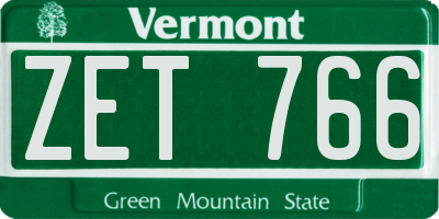 VT license plate ZET766