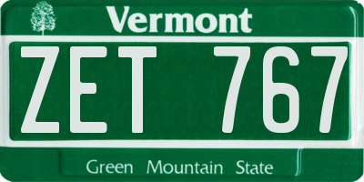 VT license plate ZET767