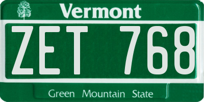 VT license plate ZET768