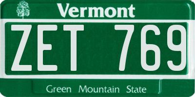 VT license plate ZET769