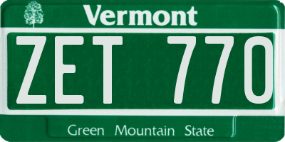 VT license plate ZET770