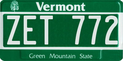 VT license plate ZET772