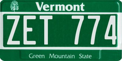 VT license plate ZET774
