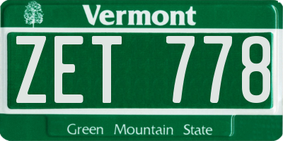 VT license plate ZET778