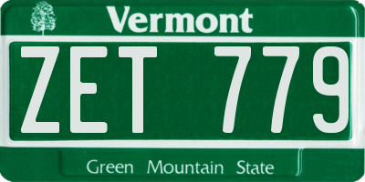 VT license plate ZET779