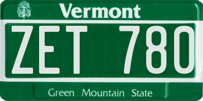 VT license plate ZET780