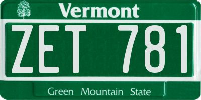 VT license plate ZET781