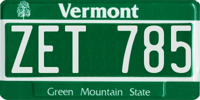 VT license plate ZET785