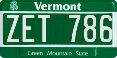 VT license plate ZET786