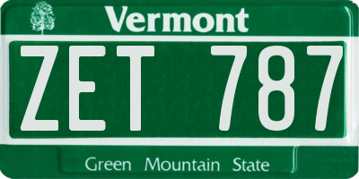VT license plate ZET787