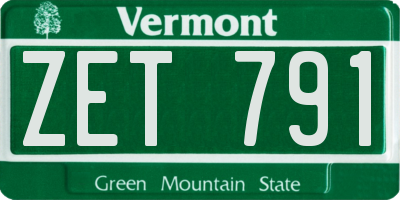 VT license plate ZET791