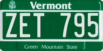 VT license plate ZET795