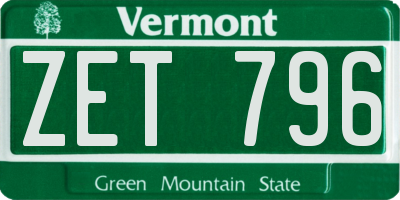 VT license plate ZET796
