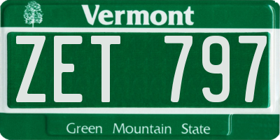 VT license plate ZET797
